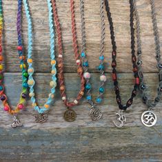 This listing is for our handmade hemp necklaces! Each contains a unique choice of hemp color, beads and pendants. No two pieces are alike! 🔷️Sizing: 🔹️ Necklace length is noted in the color choice. 🔆 What to expect: 🔸️All items are one of a kind - you will receive the exact necklace of your choosing referenced in the photo. 🔸️ Ever piece is handmade by me, a lot of care and love goes into each and every piece! 🔴 Recommended Care: 🔺️ Hemp is a very sturdy material made of strong fibers for Embroidery Thread Necklace, Hippie Adjustable Cord Necklace For Festivals, Hippie Jewelry With Adjustable Cord, Spiritual Adjustable Beaded Necklaces With Unique Variations, Handmade Adjustable Beaded Necklaces With Waxed Cord, Handmade Adjustable Beaded Necklace With Waxed Cord, Adjustable Waxed Cord Hippie Necklace, Bohemian Waxed Cord Beaded Jewelry, Bohemian Multicolor Waxed Cord Jewelry