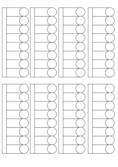 four rows of numbers with circles on each row and the number one is in the middle