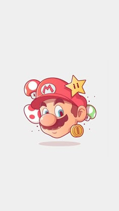 an image of mario's head with stars on it