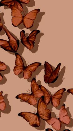 a group of orange butterflies flying in the air