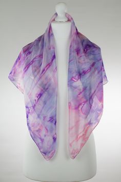 Pink purple perl silk scarf, large square scarf, hand dyed pure silk scarf, women silk scarf, gift for her, handmade Ticik-art This scarf is a unique product, original and timeless which you can wear daily or at special occasions, very light and soft, a special gift for you. DETAILS:  - 100 % pure silk (ponge 5) - High quality French colours - Hand rolled edges - Dimension 90 x 90 cm (35,4 x 35,4 inches) SPECIAL PLUS: This scarf is sent in a present/gift box with a beautiful card including care Summer Purple Silk Scarf As A Gift, Purple Silk Scarf For Summer Gift, Summer Gift Purple Silk Scarf, Pink Hand-dyed Scarf, Handmade Pink Silk Scarf, Purple Scarves As Summer Gifts, Hand Dyed Purple Silk Scarves, Purple Silk Scarf As A Gift, Handmade Pink Silk Scarves