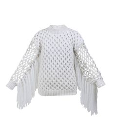 Hand knit white sweater with transparent fringed fishnet sleeves. Materials: 60% wool, 40% acrylicMeasurements:XS - Bust(cm):80-82; Waist(cm):63-64; Hips(cm):87-89.S - Bust(cm):83-84; Waist(cm):65-66; Hips(cm):90-92.M - Bust(cm):88-90; Waist(cm):68-70; Hips(cm):94-96.L - Bust(cm):92-94; Waist(cm):74-76; Hips(cm):98-100.XL - Bust(cm):96-98; Waist(cm):78-80; Hips(cm):102-104.Those who are between sizes should order the larger size. Knit White Sweater, Fishnet Sleeves, White Knit Sweater, Knit Sweaters, White Sweater, White Sweaters, Knit Sweater, Hand Knitting, Fashion Brand