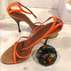 Classic Dolce & Gabbana Neon Orange Strapping Sandal Wear Well With Most Looks Super Comfy. 4inch Heel Ankle Strap. Shoes Dolce Gabbana, Orange Heels, Dolce Gabbana Shoes, Size 11 Heels, Neon Orange, Color Orange, Shoes Women Heels, Orange Color, Ankle Strap