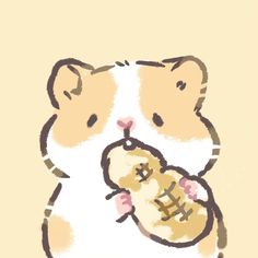 a drawing of a hamster holding a piece of bread