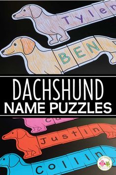 this dachshund name puzzle is perfect for kids