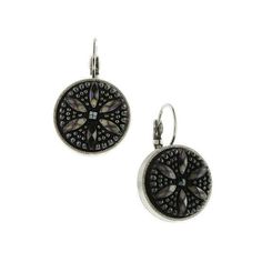 Jet Black Flower Round Drop Earrings Channel Jewelry, Peace Jewelry, Flower Stone, Chic Fashionista, 1928 Jewelry, Vintage Inspired Jewelry, Black Flower, Jewelry Stand, Silver Drop Earrings