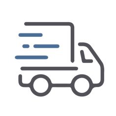 a delivery truck is shown in this simple line art style icon, it appears to be an outline drawing