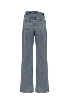 These high-waisted jeans with pockets and metal button closure feature a fashionable and flattering design, perfect for enduring your busy lifestyle from day to dinner. Machine wash cold Material: 100% Cotton High rise Officially licensed Imported Brand: Nocturne Model Product Size: S Model Size: Height 5'10 / Bust 29.5 in / Waist 23 in / Hips 34 in True the size. Trendy Mid-rise Cropped Jeans With Button Closure, High Waist Cropped Jeans With Button Closure For Fall, Trendy Bottoms In Rigid Denim With Standard Cut Leg, Trendy Medium Wash Flare Jeans With Button Zip Fly, Fall Washed Blue Jeans With Button Closure, Washed Blue High Waist Rigid Denim Flare Jeans, High-waist Washed Blue Flare Jeans For Fall, High Waist Washed Blue Flare Jeans For Fall, Trendy High Rise Washed Blue Jeans