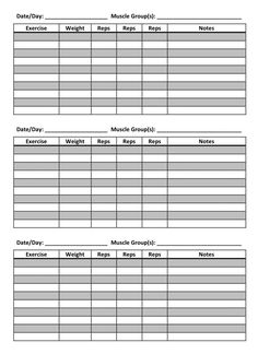 the printable workout log is shown