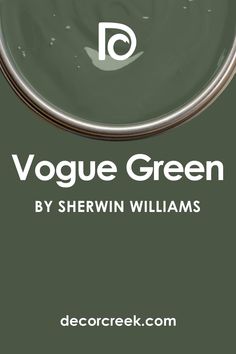 the logo for voge green by sherwin williams on a dark green background