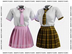 an image of two school uniforms that are different colors and sizes, but one has a tie on it