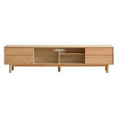 the sideboard is made from wood and has two drawers