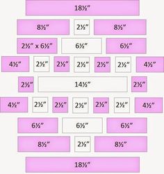 the size and width of each piece of furniture is shown in pink, with white numbers on