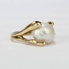 Baroque Pearl Engagement Ring, Baroque Pearl Ring, Baroque Ring, Wed Rings, Pearl Ring Gold, Pearls Fashion, Pearl Cocktail Ring