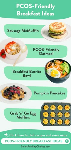 an info sheet describing the different types of breakfast foods and what they are in them