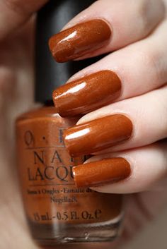 Copper Fashion, Brown Nail Polish, Brown Nail, Opi Nail Colors, Orange Nail Polish, Orange Nail, Nails Opi, Fall Gel Nails, Opi Nail Polish