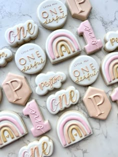 decorated cookies with the words one, one, two, three and five on them