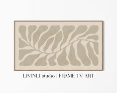 the logo for lini studio frame tv art is displayed in front of a white wall