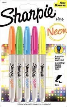 sharpie fine neon pens in assorted colors, set of 4 with eraser