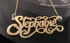 Stephanie necklace Stephanie Necklace, Boyfriend Name Necklace, Carrie Necklace, Nameplate Necklace Gold, Tiffany Earrings, Pink Monogram, Heart Choker, Nameplate Necklace, Diamond Solitaire Necklace