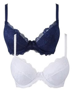 White Bras, Beautiful Bra, Feminine Look, Lingerie Collection, Lace Bra, Navy White