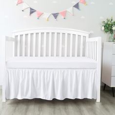 PRICES MAY VARY. Microfiber EXPERTLY TAILORED: Measuring 28” x 52” with 14” drop, your crib skirt fits all standard crib/toddler bed, easily reach the floor and hide the storage space under the crib/toddler bed. Strong and light, reinforced stitches and durable fabric. No matter how many times the crib skirt is washed, the fabric will not shrink or fade EASY ON/OFF DESIGN: Adjustable elastic straps make the crib skirt easy to put on and take off the crib bed. It is surrounded by four sides and h White Crib Skirt, Girls Bedspreads, White Crib Bedding, Crib Bed Skirt, Toddler Bed Boy, Mini Crib Bedding, Ruffle Crib Skirt, Crib Bed, White Crib