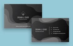 two business cards designed to look like wavy lines and shapes, with the words dean j doe on them