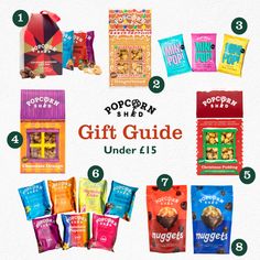 the top 10 holiday gift guide under $ 15, including candy bars and snacks for kids