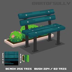 3D Pixel-Art Park Bench (Commission) Conceptual Digital Art, 3d Low Poly Pixel Art, 3d Assets Game, Low Poly Pixel Art, Blockbench Models, 3d Pixel Art, Voxel Games, Minecraft Models, Art Park