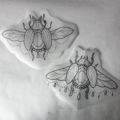 two drawings of bees sitting on top of each other