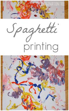 an art project for kids with the title spaghettitti printing