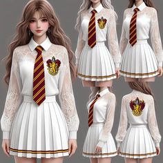 Witch Uniform, Harry Potter Inspired Outfits, Gryffindor Uniform, Princess School, Vintage Fashion Sketches, Hogwarts Uniform, Bestie Outfits