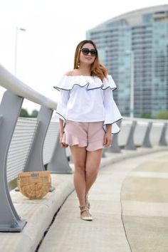 Chic Outfit from tourinstyle with Gucci Sunglasses, Rebecca Minkoff Tops, Ricardo Rodriguez Design Tote Bags, Missguided Shorts, Valentino Flats Ricardo Rodriguez, Valentino Flats, Straw Bags