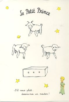 a drawing of three sheep jumping over a block of cheese with the words le petit prince on it