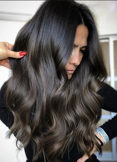 Low Maintenance Highlights For Dark Hair, Baby Lights Vs Highlights, Ash Brown Balayage Dark, Deep Winter Hair Color Ideas, Low Lights For Black Hair, Balayage Inspiration, Espresso Hair, Meghan Markle Hair, Soft Black Hair