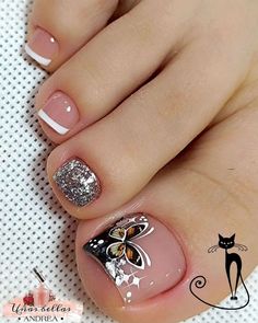 Designs For Short Nails, Art Deco Nails, Short Gel Nails, Gel Nail Art Designs, Summer Toe Nails