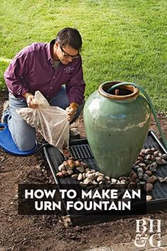 Bubbling Fountain, Garden Fountains Outdoor, Gardening Calendar, Outdoor Urns, Yummy Veggies, Diy Water Feature, Taman Air, Diy Water Fountain, Outdoor Water Features