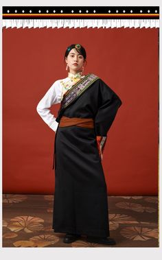 Tibetan Robe Lhasa Clothing Women Tibetan Clothing Tibetan - Etsy Tibetan Clothing Woman, Traditional Thai Clothing Women, Tibetan Traditional Dress, Tibetan Dress Traditional, Bhutanese Clothing, Tibetan Clothes, Shoe Study, Tibetan Fashion, Tibetan Dress