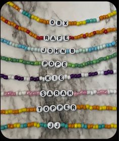 Outer Banks Bracelets Ideas, Outer Banks Seed Bead Bracelets, Obx Bracelets Beads, Outer Banks Aesthetic Bracelets, Obx Friendship Bracelets Ideas, Outer Banks Birthday Party Decorations, Outer Banks Bracelets Colors, Outer Banks Jewelry Ideas