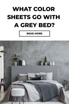 What Color Sheets Go With A Grey Bed? Bedroom Inspirations Grey Bed Frame, Tuffed Bed, Grey Bedding Ideas, Bedroom Grey Bed, Bedroom Inspirations Grey, Gray Bed Frame, Yellow And Gray Bedding, Grey Headboard Bedroom Ideas, Grey Headboard Bedroom Ideas Decor