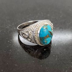 Turquoise Statement Ring, Gold Gemstone Ring, Copper Turquoise, Tiger Eye, Statement Ring, Statement Rings, Onyx, Silver Gold, Gemstone Rings