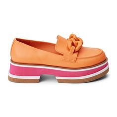 Vegan, chunky EVA bottom loafer with ornament detail. Chunky Loafer, Orange Sorbet, Platform Loafers, Penny Loafer, Heeled Loafers, Kids Sneakers, Penny Loafers, Synthetic Leather, Loafers For Women