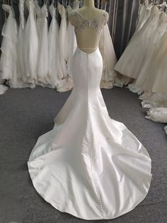 Ivory Mermaid Wedding Dress With Train, Wedding Dress With Train, Satin Wedding Dresses, Satin Mermaid Wedding Dress, Mermaid Fabric, Dress With Train, Wedding Dresses Satin, Wedding Dresses For Sale, Ivory Wedding Dress