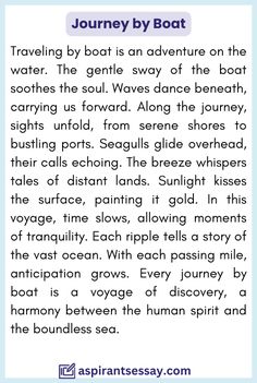 a poem with the words journey by boat