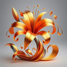 an artistically designed orange flower on a gray background