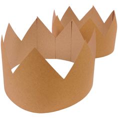 two brown paper crowns sitting on top of each other