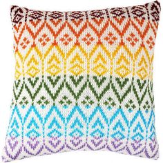 a multicolored pillow on a white background