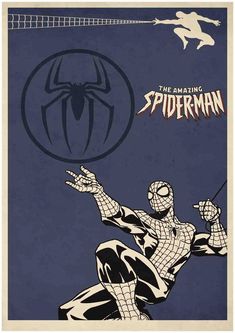 the amazing spider - man poster is shown in black and white, with an image of a