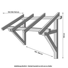 an image of a wooden structure with measurements for the top and bottom section, showing how to