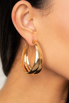 Two thick gold bars delicately overlap into a boldly oversized hoop. Earring attaches to a standard post fitting. Hoop measures approximately 2" in diameter. ﻿All Paparazzi Accessories are lead free and nickel free! Sold as one pair of hoop earrings. Paparazzi Jewelry Images, Paparazzi Accessories Jewelry, Gold Bars, Paparazzi Accessories, Silver Bars, Paparazzi Jewelry, Gold Bar, Brass Earrings, Gold Hoops